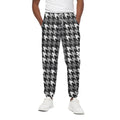 Grey Houndstooth Pattern Print Cotton Sweatpants