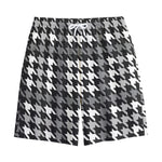 Grey Houndstooth Pattern Print Cotton Shorts