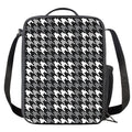 Grey Houndstooth Pattern Print Crossbody Lunch Bag
