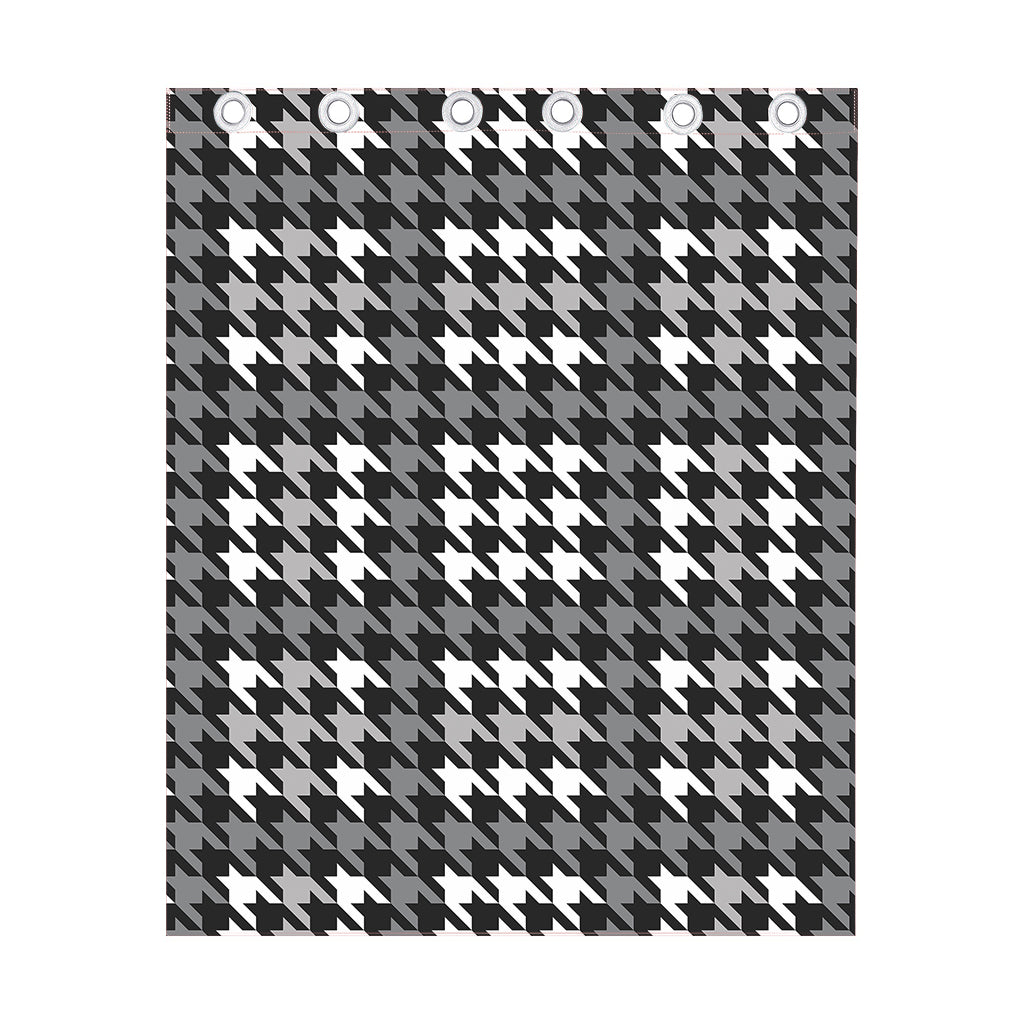 Grey Houndstooth Pattern Print Curtain