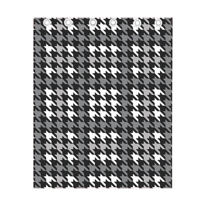 Grey Houndstooth Pattern Print Curtain