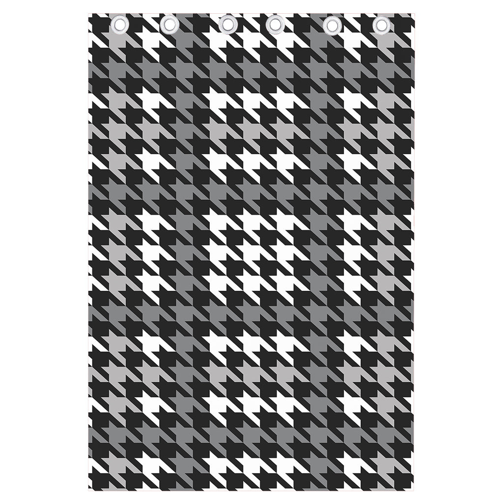 Grey Houndstooth Pattern Print Curtain