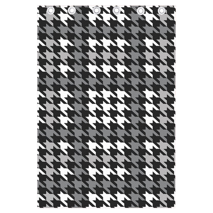 Grey Houndstooth Pattern Print Curtain