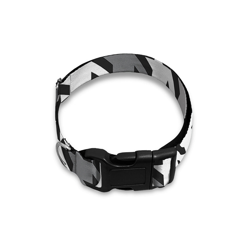 Grey Houndstooth Pattern Print Dog Collar