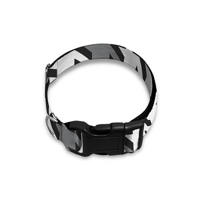 Grey Houndstooth Pattern Print Dog Collar