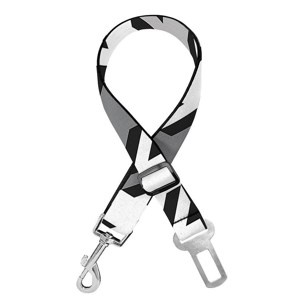 Grey Houndstooth Pattern Print Dog Seat Belt