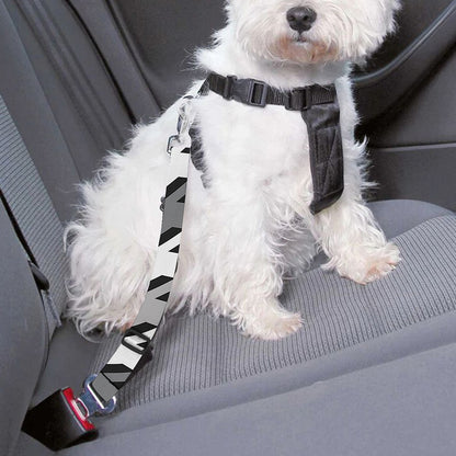 Grey Houndstooth Pattern Print Dog Seat Belt