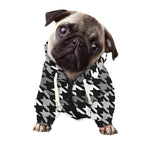 Grey Houndstooth Pattern Print Dog Zip Up Hoodie