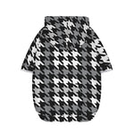 Grey Houndstooth Pattern Print Dog Zip Up Hoodie