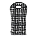 Grey Houndstooth Pattern Print Double Neoprene Wine Tote