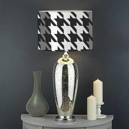 Grey Houndstooth Pattern Print Drum Lamp Shade