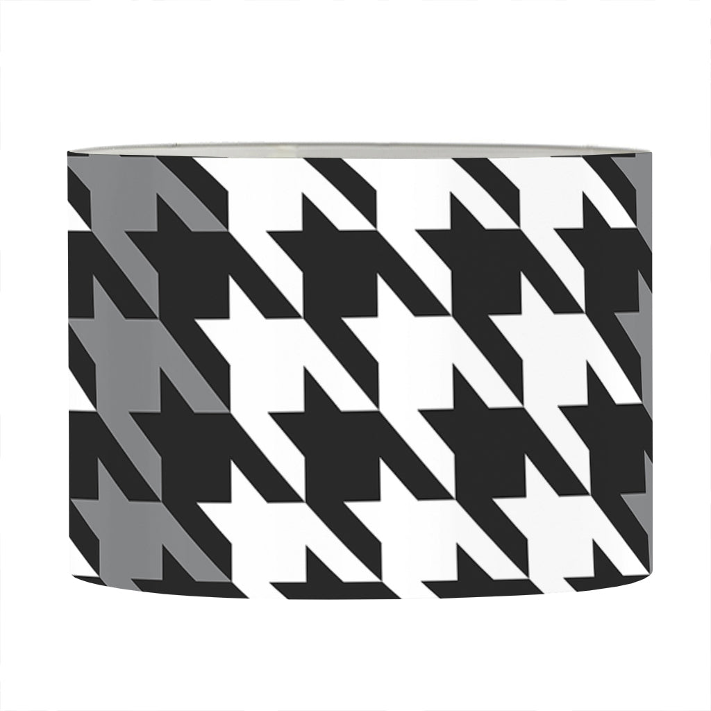 Grey Houndstooth Pattern Print Drum Lamp Shade