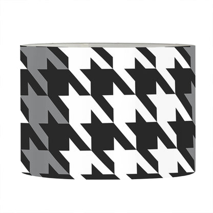 Grey Houndstooth Pattern Print Drum Lamp Shade