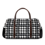 Grey Houndstooth Pattern Print Duffle Bag