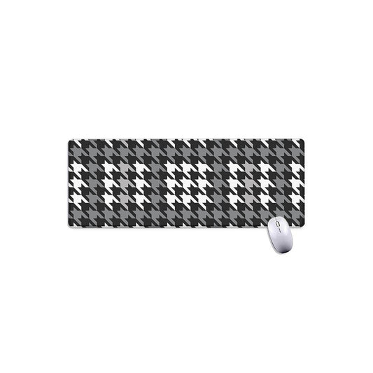 Grey Houndstooth Pattern Print Extended Mouse Pad
