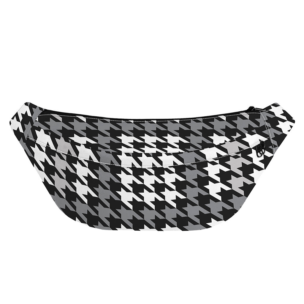 Grey Houndstooth Pattern Print Fanny Pack