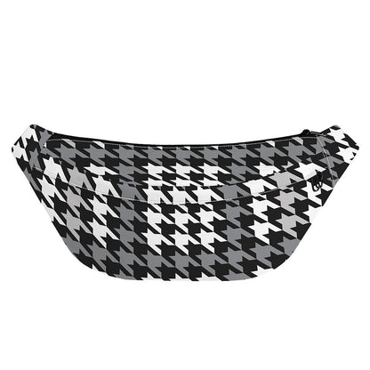 Grey Houndstooth Pattern Print Fanny Pack
