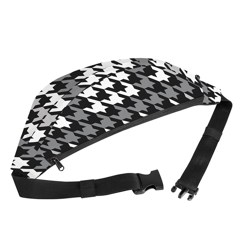 Grey Houndstooth Pattern Print Fanny Pack