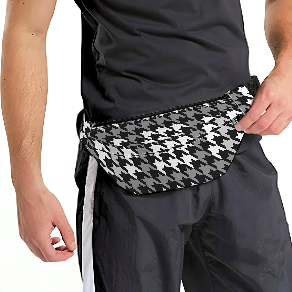 Grey Houndstooth Pattern Print Fanny Pack