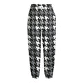Grey Houndstooth Pattern Print Fleece Lined Knit Pants