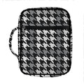 Grey Houndstooth Pattern Print Front Pocket Bible Bag