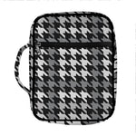 Grey Houndstooth Pattern Print Front Pocket Bible Bag