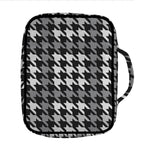 Grey Houndstooth Pattern Print Front Pocket Bible Bag