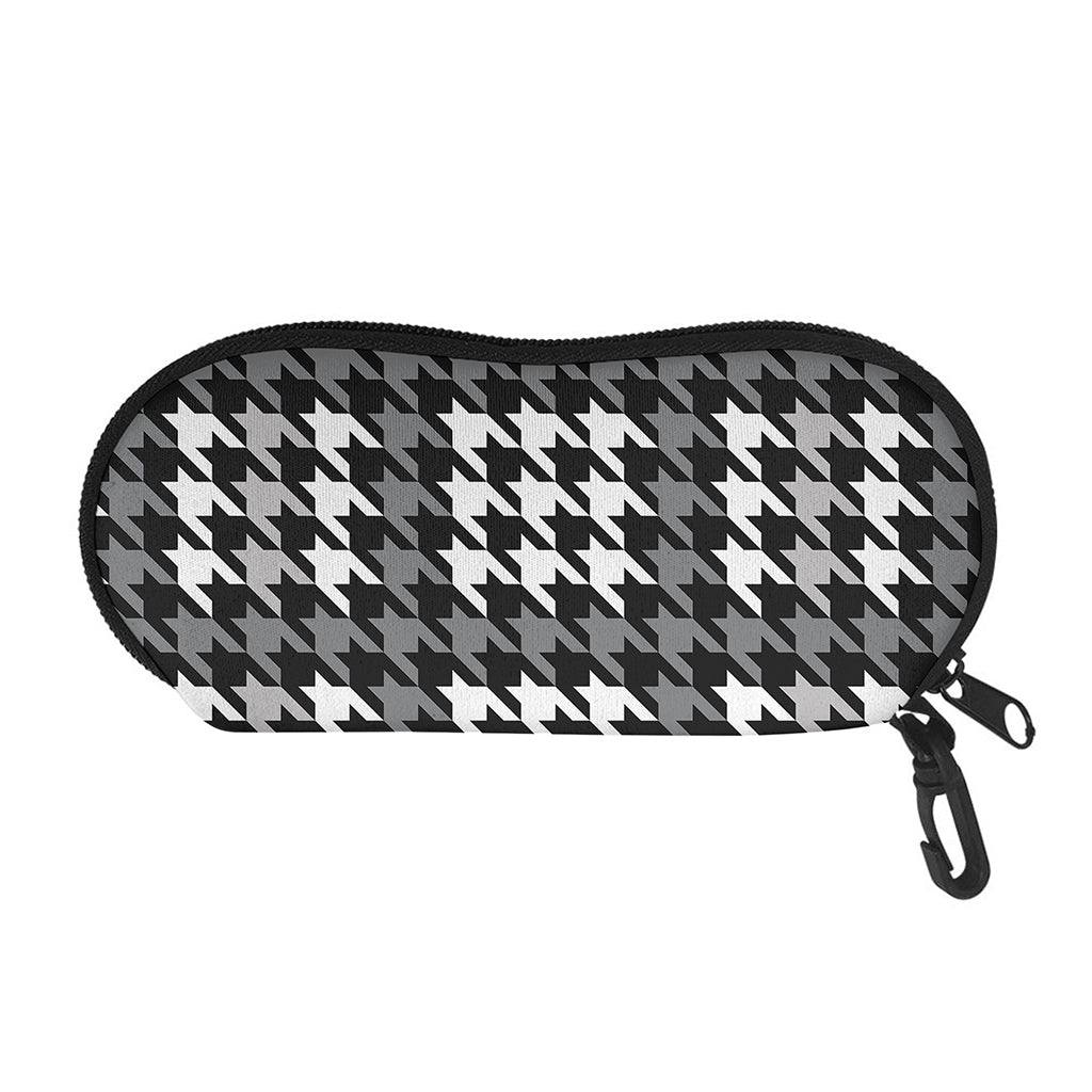 Grey Houndstooth Pattern Print Glasses Case