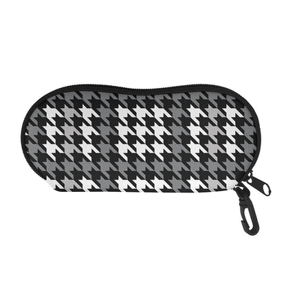 Grey Houndstooth Pattern Print Glasses Case