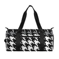 Grey Houndstooth Pattern Print Gym Bag