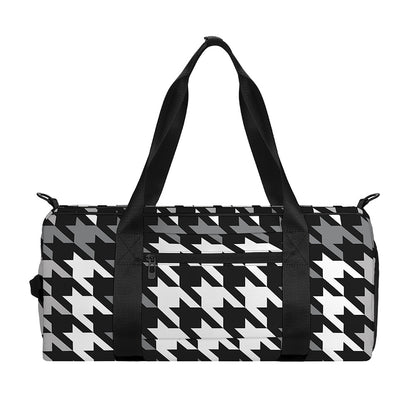 Grey Houndstooth Pattern Print Gym Bag