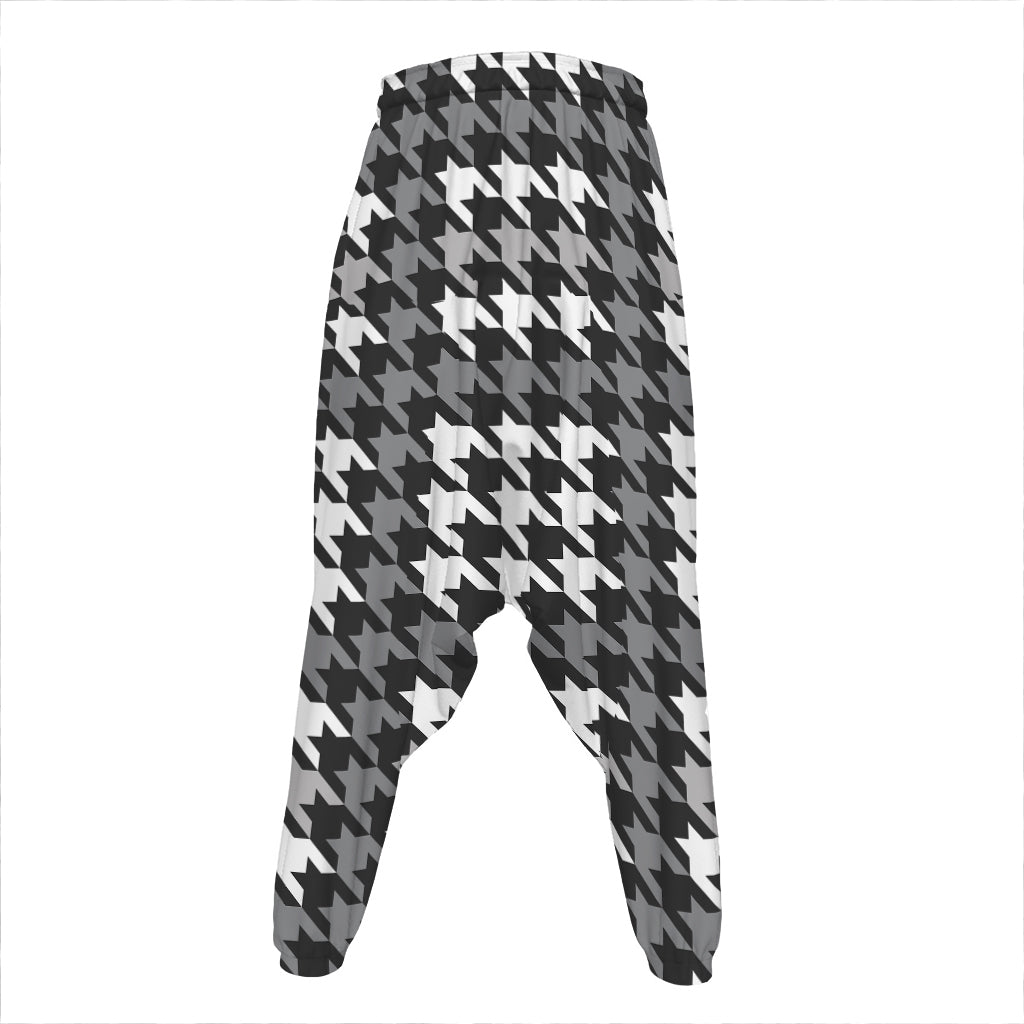 Grey Houndstooth Pattern Print Hammer Pants