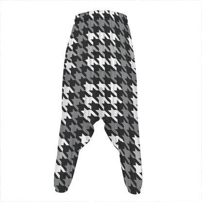 Grey Houndstooth Pattern Print Hammer Pants