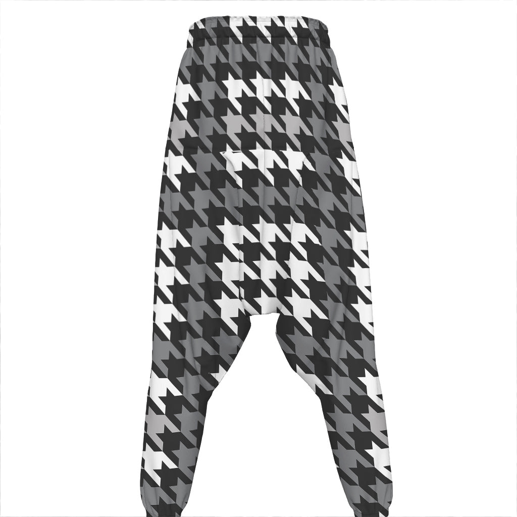 Grey Houndstooth Pattern Print Hammer Pants