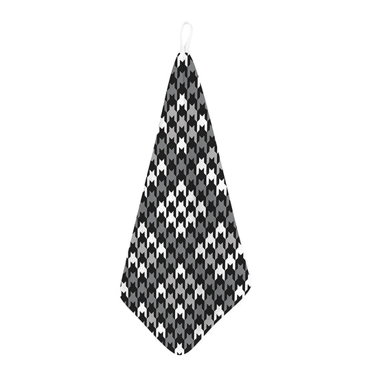 Grey Houndstooth Pattern Print Hand Towel