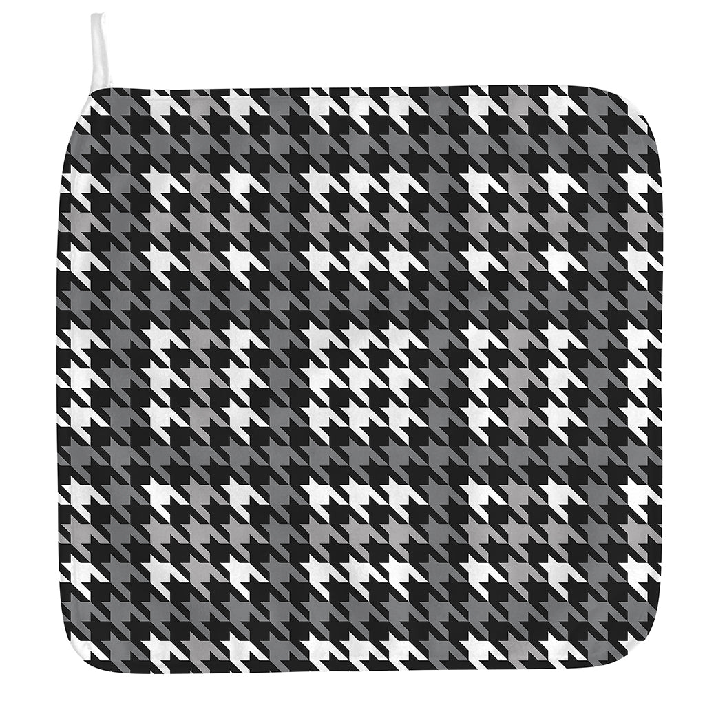 Grey Houndstooth Pattern Print Hand Towel