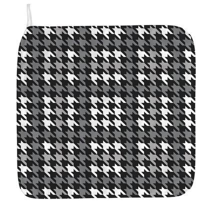 Grey Houndstooth Pattern Print Hand Towel
