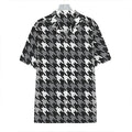 Grey Houndstooth Pattern Print Hawaiian Shirt