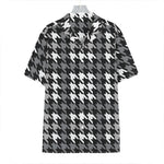 Grey Houndstooth Pattern Print Hawaiian Shirt