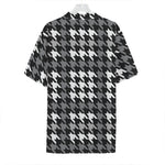 Grey Houndstooth Pattern Print Hawaiian Shirt