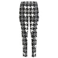 Grey Houndstooth Pattern Print High-Waisted Pocket Leggings