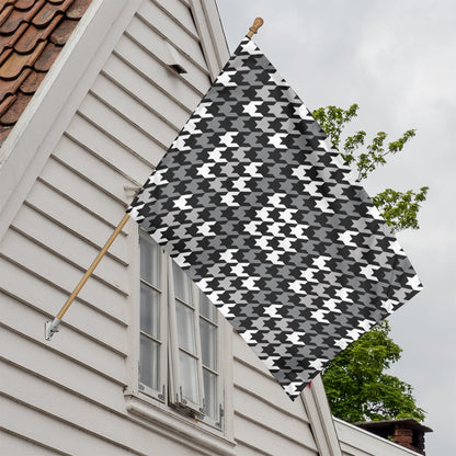 Grey Houndstooth Pattern Print House Flag