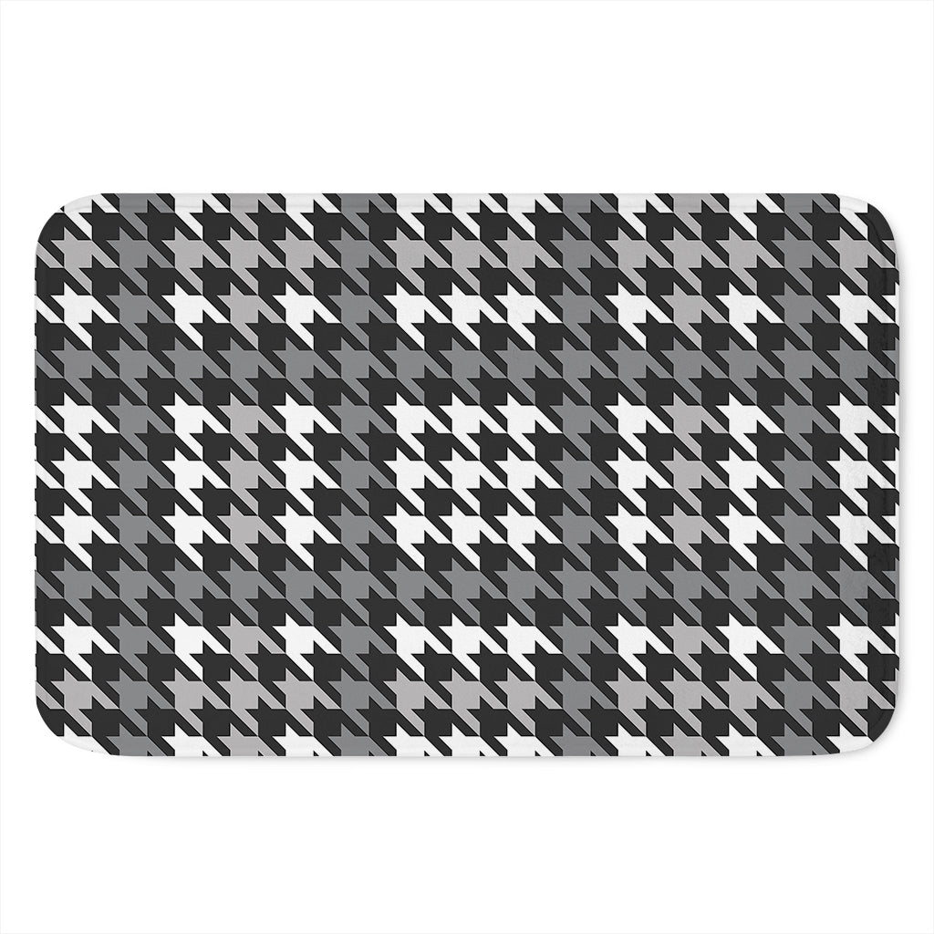 Grey Houndstooth Pattern Print Indoor Door Mat
