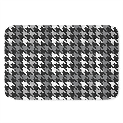 Grey Houndstooth Pattern Print Indoor Door Mat