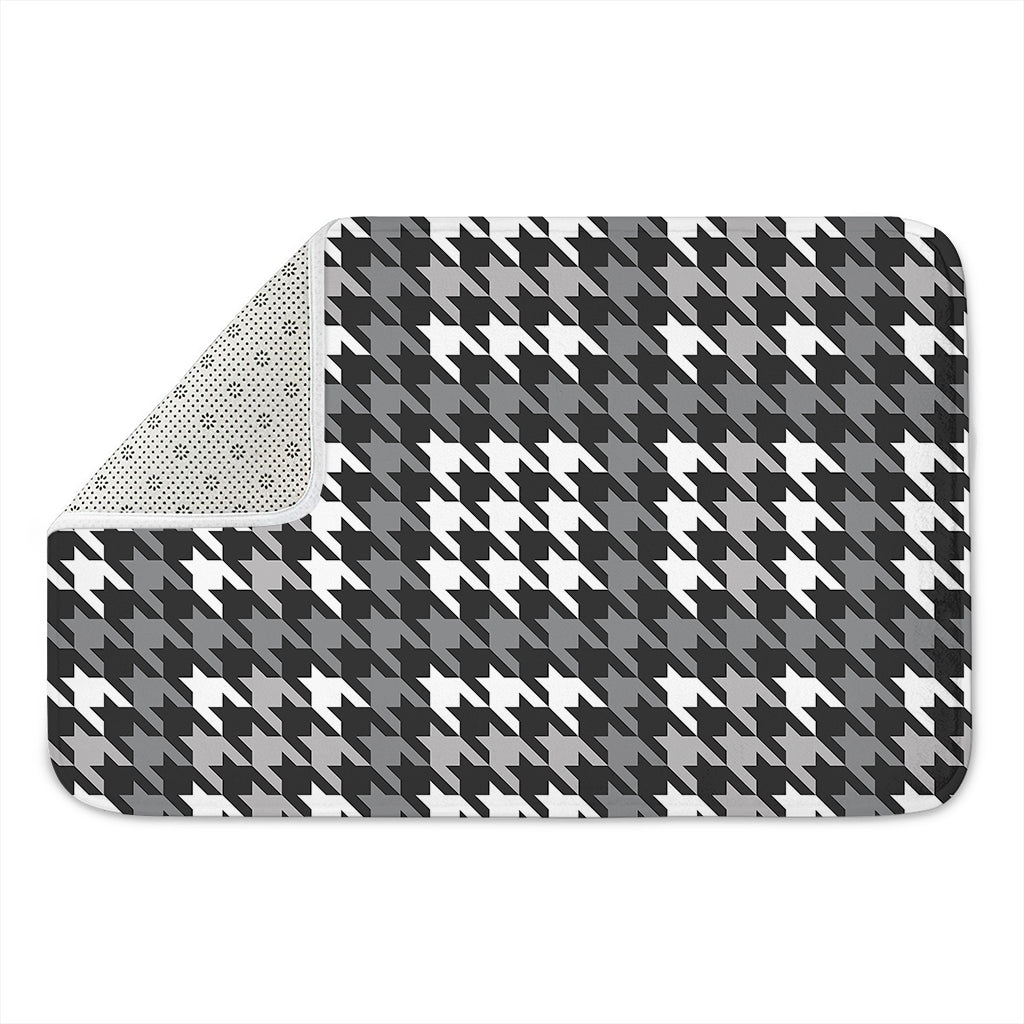 Grey Houndstooth Pattern Print Indoor Door Mat