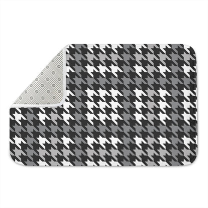 Grey Houndstooth Pattern Print Indoor Door Mat