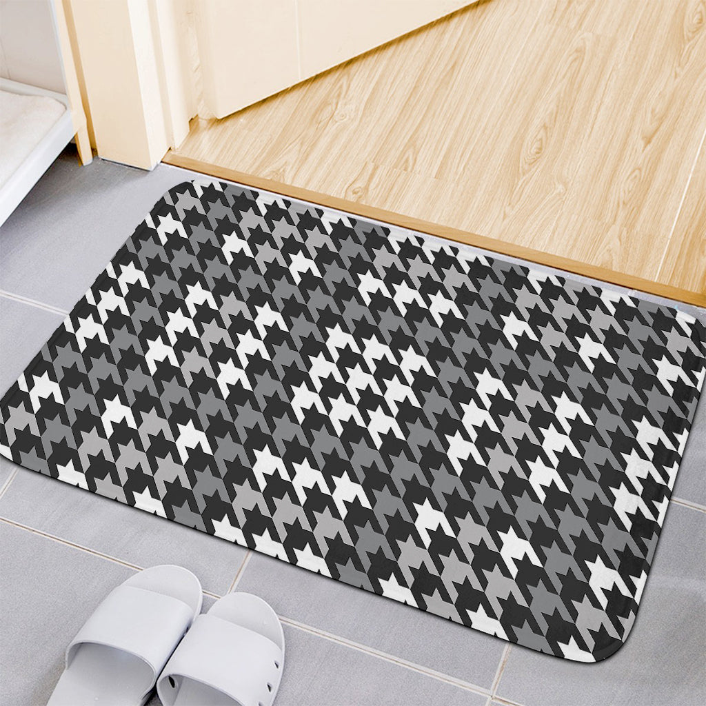 Grey Houndstooth Pattern Print Indoor Door Mat