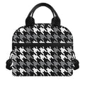 Grey Houndstooth Pattern Print Insulated Lunch Bag