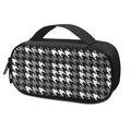 Grey Houndstooth Pattern Print Portable Cooler Travel Case