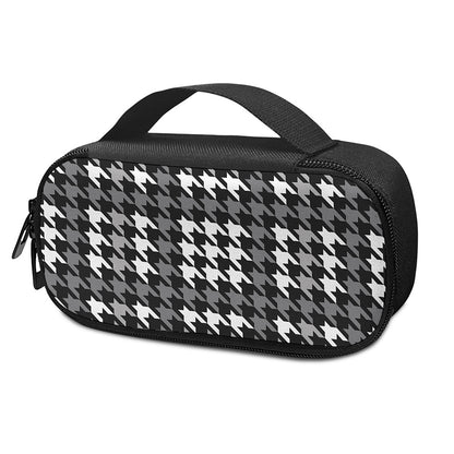 Grey Houndstooth Pattern Print Insulin Cooler Travel Case